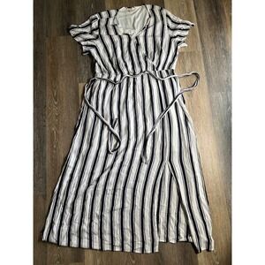 C EST. 1946 Midi Dress Womens 18/20W Black White Excellent Wrap Front Slit